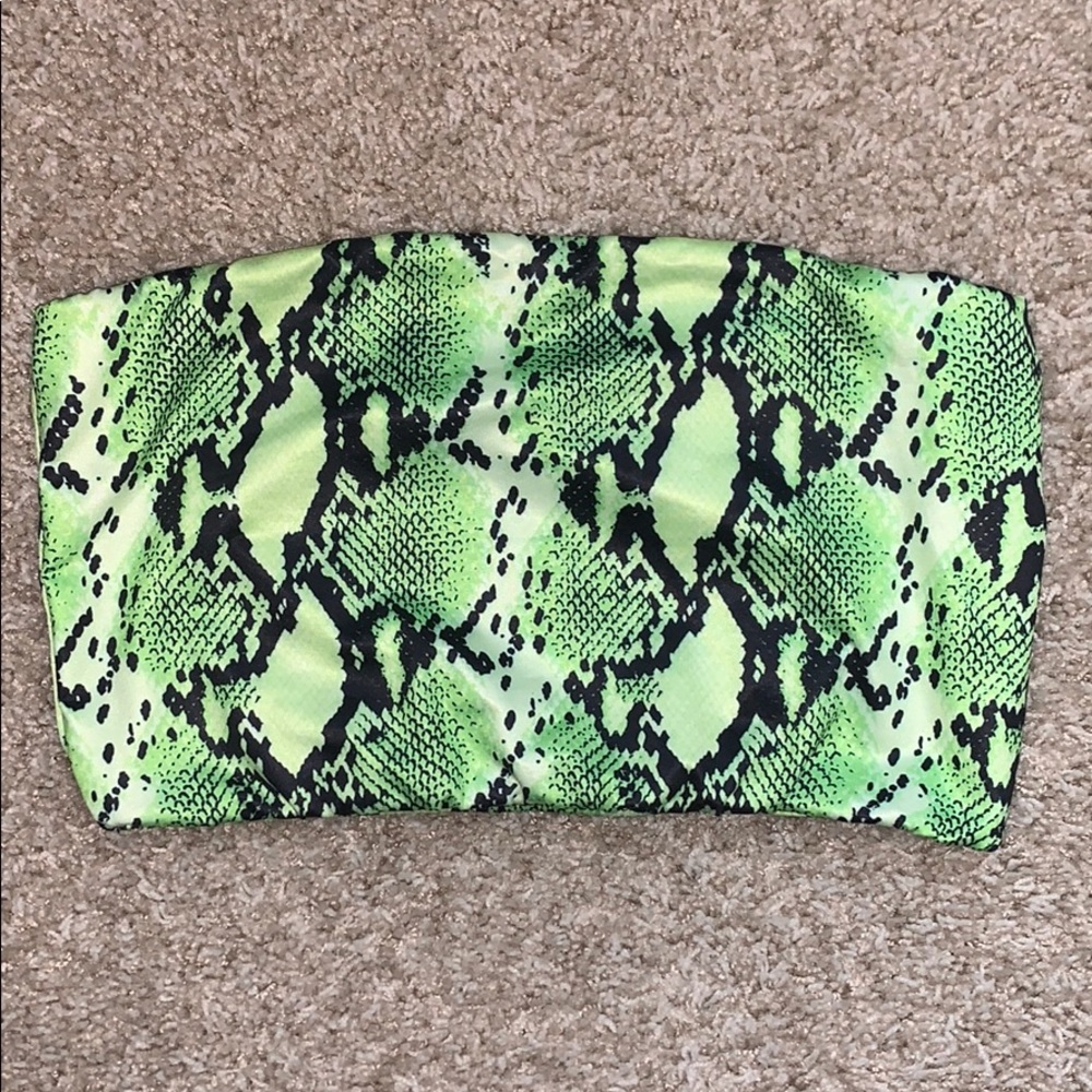Green snake skin patterned tube top